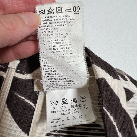 Max Mara Leaf Print Swing Dress Mini A-Line Retro Sleeveless Cotton Silk 4 Multi - Picture 9 of 11